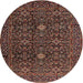 Square Machine Washable Traditional Dark Almond Brown Rug, wshtr2166