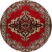 Square Machine Washable Traditional Tomato Red Rug, wshtr2169