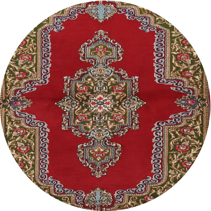 Round Traditional Dark Almond Brown Medallion Rug, tr2170