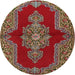 Round Traditional Dark Almond Brown Medallion Rug, tr2170