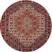 Square Machine Washable Traditional Saffron Red Rug, wshtr2171