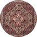 Round Traditional Light Copper Gold Persian Rug, tr2172