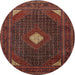 Square Machine Washable Traditional Saffron Red Rug, wshtr2173