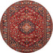 Round Traditional Rust Pink Persian Rug, tr2175