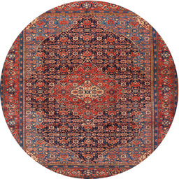 Square Machine Washable Traditional Saffron Red Rug, wshtr2176