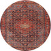 Square Machine Washable Traditional Saffron Red Rug, wshtr2176