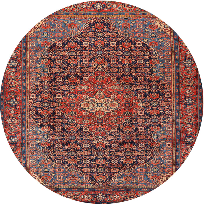 Round Traditional Saffron Red Persian Rug, tr2176