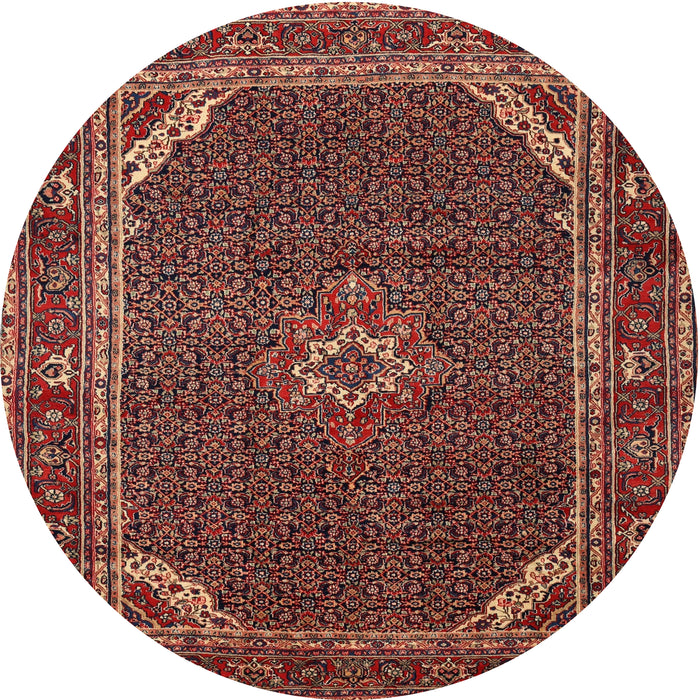 Round Traditional Copper Red Pink Persian Rug, tr2177