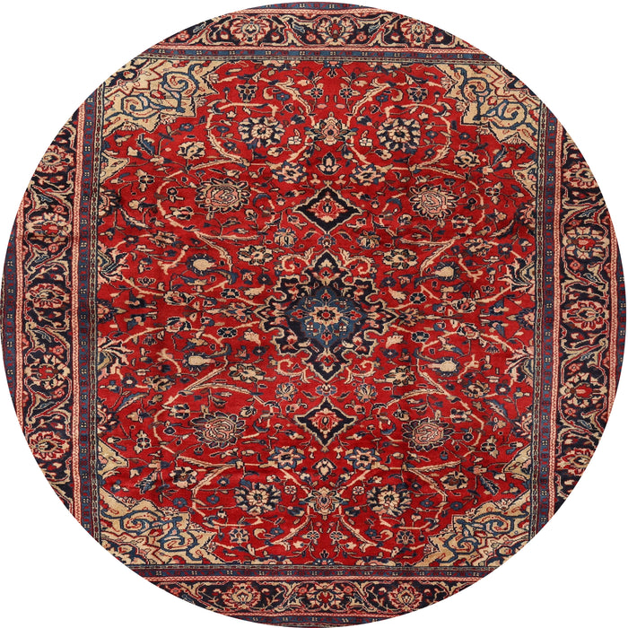 Round Traditional Dark Almond Brown Persian Rug, tr2179