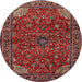 Round Traditional Dark Almond Brown Persian Rug, tr2179