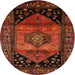 Round Traditional Mahogany Brown Persian Rug, tr217