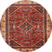 Square Machine Washable Traditional Tomato Red Rug, wshtr2180