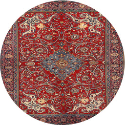 Round Traditional Orange Salmon Pink Persian Rug, tr2181