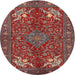 Round Traditional Orange Salmon Pink Persian Rug, tr2181