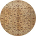 Round Traditional Light Brown Persian Rug, tr2184