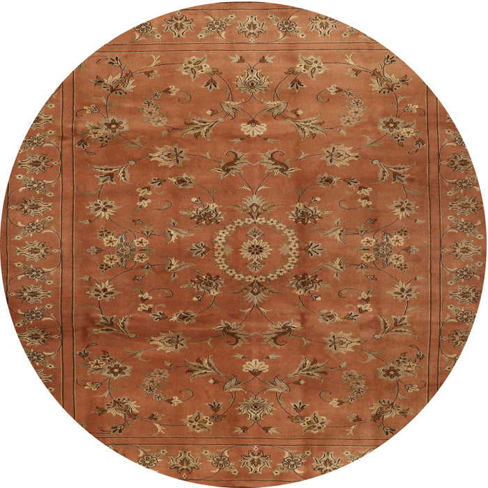 Round Traditional Mahogany Brown Persian Rug, tr2186