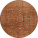 Round Traditional Mahogany Brown Persian Rug, tr2186