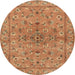 Square Machine Washable Traditional Orange Rug, wshtr2188