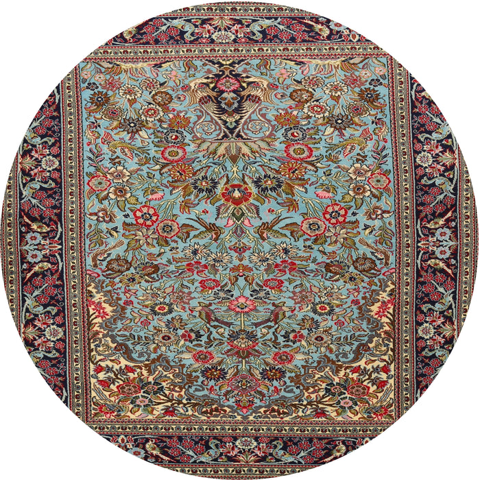 Square Machine Washable Traditional Green Rug, wshtr2190