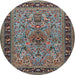 Round Traditional Dark Gray Persian Rug, tr2191