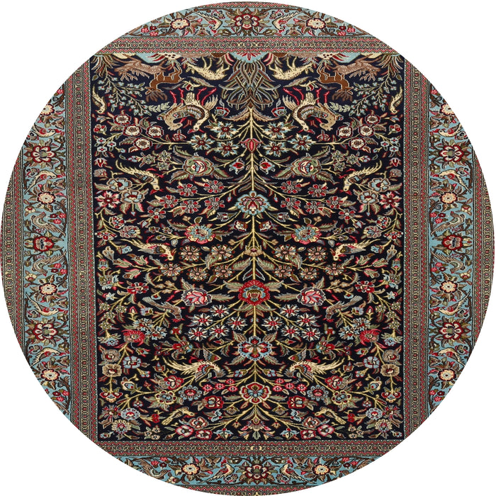 Round Traditional Khaki Green Persian Rug, tr2192