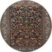 Round Traditional Khaki Green Persian Rug, tr2192