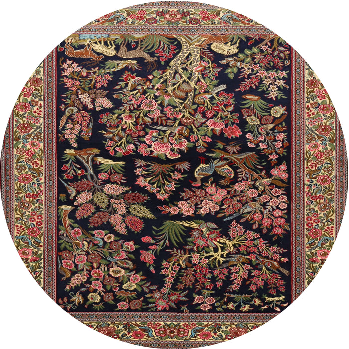 Round Traditional Dark Almond Brown Persian Rug, tr2193