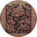Round Traditional Dark Almond Brown Persian Rug, tr2193