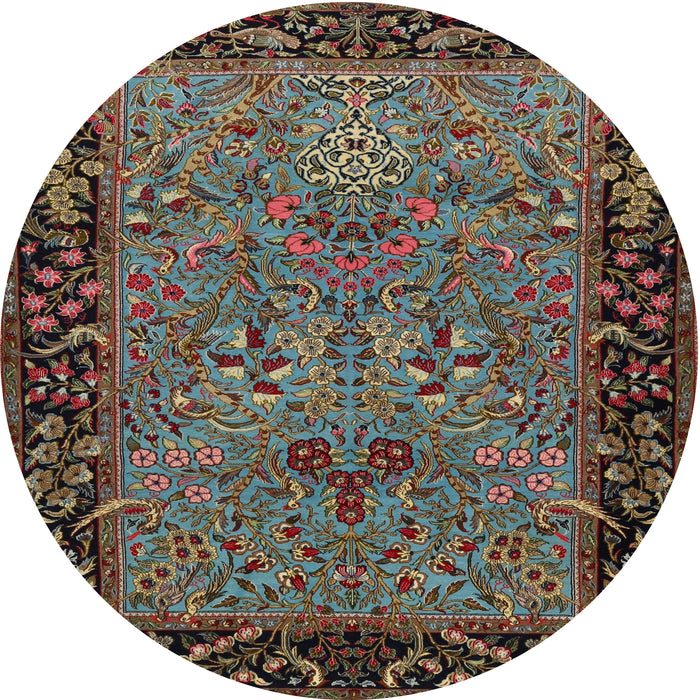 Round Traditional Khaki Green Animal Rug, tr2195
