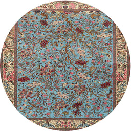 Round Traditional Dark Gray Animal Rug, tr2196