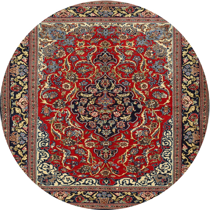 Square Machine Washable Traditional Saffron Red Rug, wshtr2199
