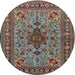 Round Traditional Bakers Brown Animal Rug, tr2200