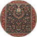 Round Traditional Dark Almond Brown Persian Rug, tr2201