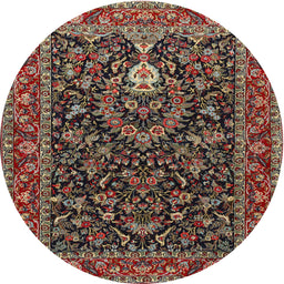 Square Machine Washable Traditional Dark Almond Brown Rug, wshtr2201