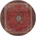 Round Traditional Dark Almond Brown Medallion Rug, tr2202