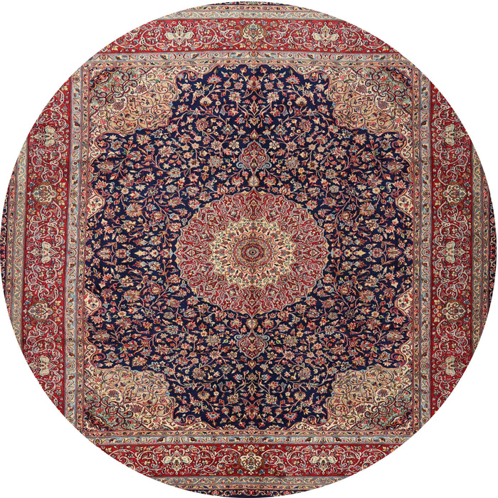 Round Traditional Camel Brown Medallion Rug, tr2203