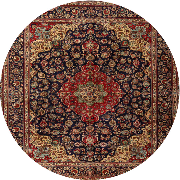 Round Traditional Gold Brown Persian Rug, tr2204