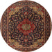 Round Traditional Gold Brown Persian Rug, tr2204