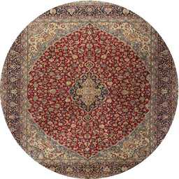 Square Machine Washable Traditional Saffron Red Rug, wshtr2205