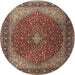 Square Machine Washable Traditional Saffron Red Rug, wshtr2205