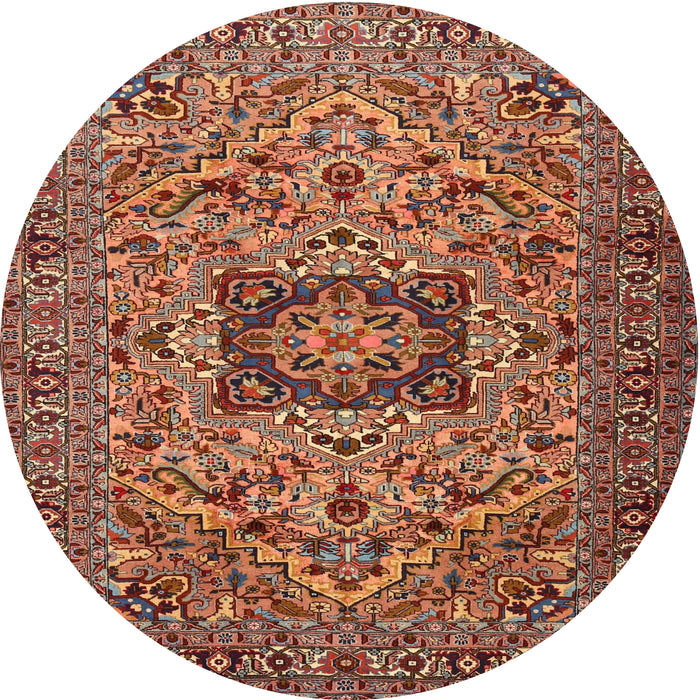 Round Traditional Saffron Red Persian Rug, tr2206