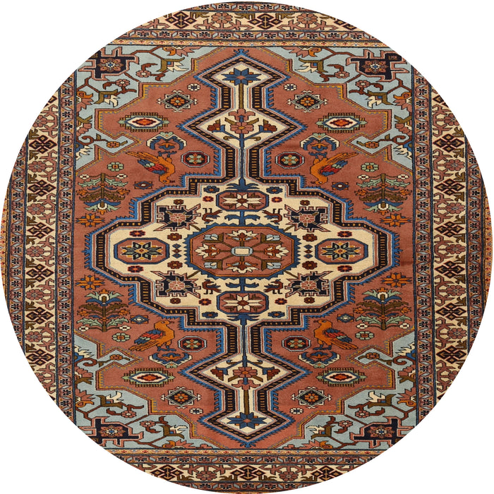 Square Machine Washable Traditional Orange Brown Rug, wshtr2207