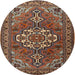 Square Machine Washable Traditional Orange Brown Rug, wshtr2207