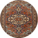 Round Traditional Orange Brown Persian Rug, tr2207