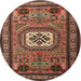 Round Traditional Saffron Red Persian Rug, tr2208