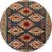 Round Traditional Orange Brown Persian Rug, tr2211
