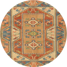 Round Traditional Metallic Gold Oriental Rug, tr2212