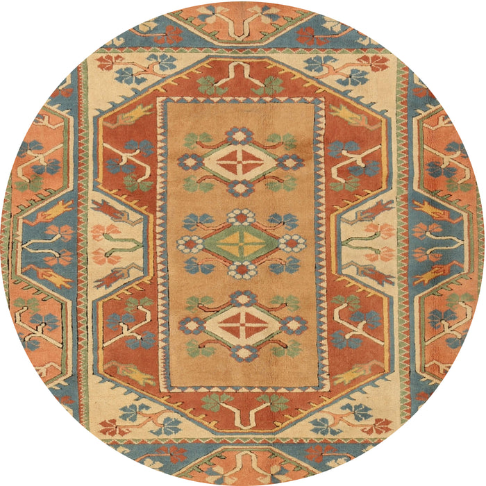 Round Traditional Metallic Gold Oriental Rug, tr2212