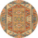 Round Traditional Metallic Gold Oriental Rug, tr2212