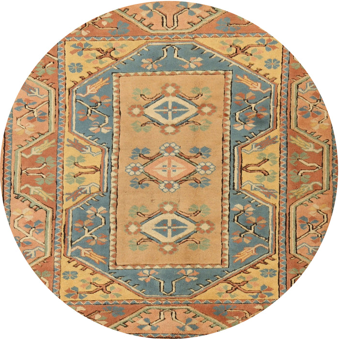 Round Traditional Metallic Gold Oriental Rug, tr2213